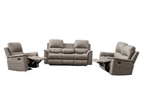 Brown Manhattan Rhino Fabric Lounge featuring recliners and Rhino fabric, in a contemporary living room.
