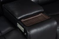Premium 2 and 3 seater lounge set with power reclining seats, reading lights, and a sleek black leather design.