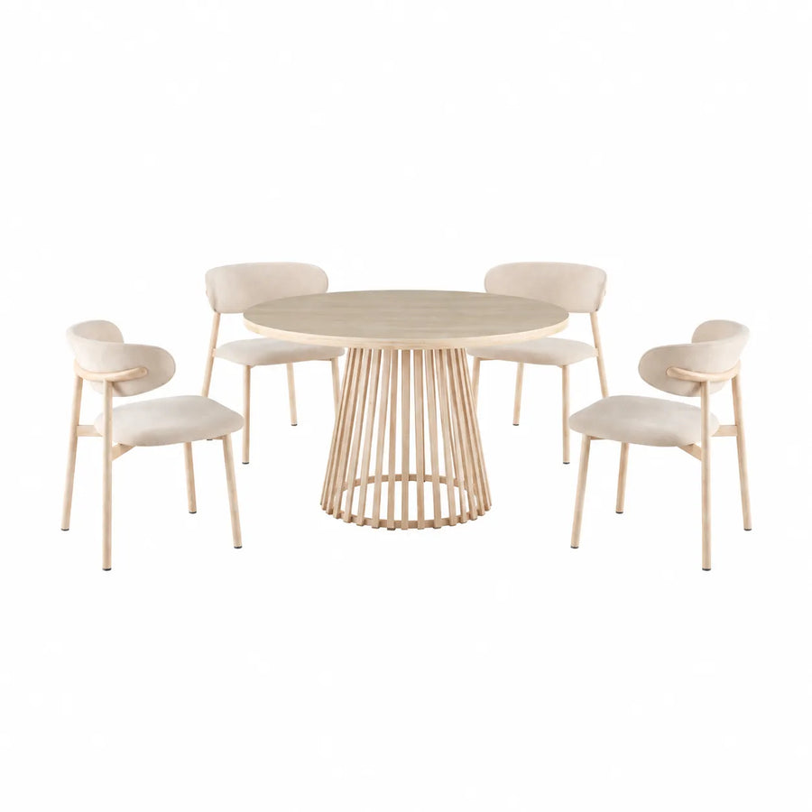 Santino Travertine Dining Setting 110 CM