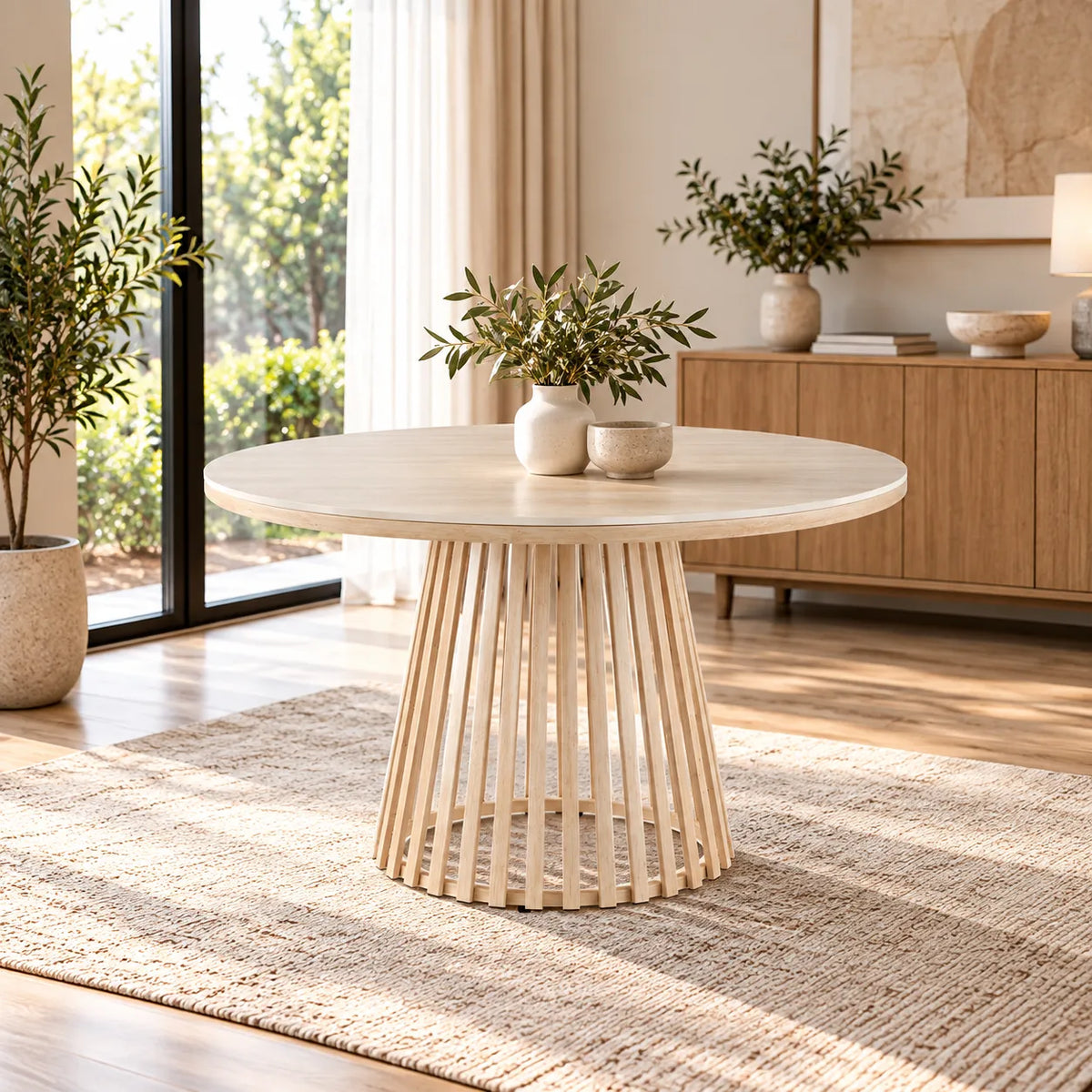 Santino Travertine Dining Setting 110 CM