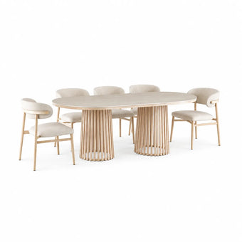 compare product Santino Travertine Dining Setting 180cm