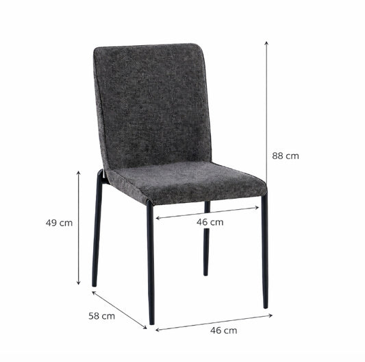 Luca Fabric Dining Chair – Grey / Black