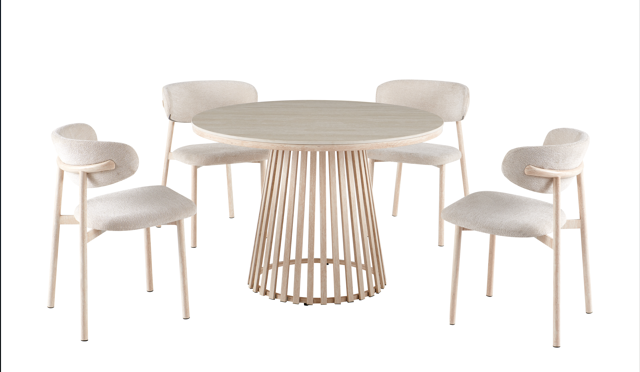 Santino Travertine Dining Setting 110 CM