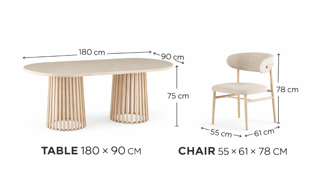 Santino Travertine Dining Setting 180cm