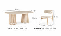 Santino Travertine Dining Setting 180cm