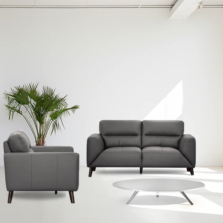 Luxurious 2-seater Sonoma lounge featuring 100% leather upholstery, quilted detailing, and durable timber frame in on-trend colors.