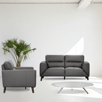 Luxurious 2-seater Sonoma lounge featuring 100% leather upholstery, quilted detailing, and durable timber frame in on-trend colors.