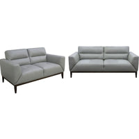 Elegant Sonoma 3+2 lounge with quilted leather seats, lumbar support, and timber legs, perfect for modern living spaces.