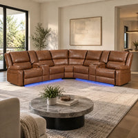 Nevada Corner Leather Electric Recliners With Led Lights