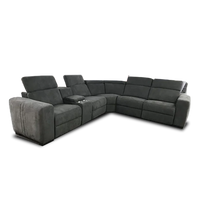 Triopli Corner Modular Lounge with 2 electric recliners and adjustable headrests, set in a modern living room.