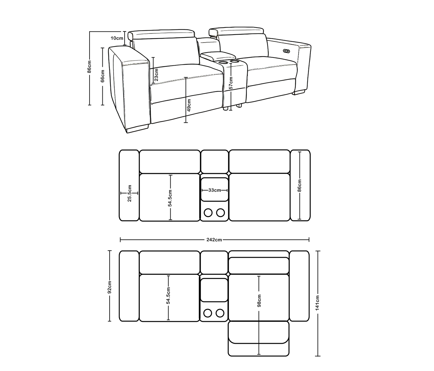 Tripod Fabric Lounge 3+2 Seaters
