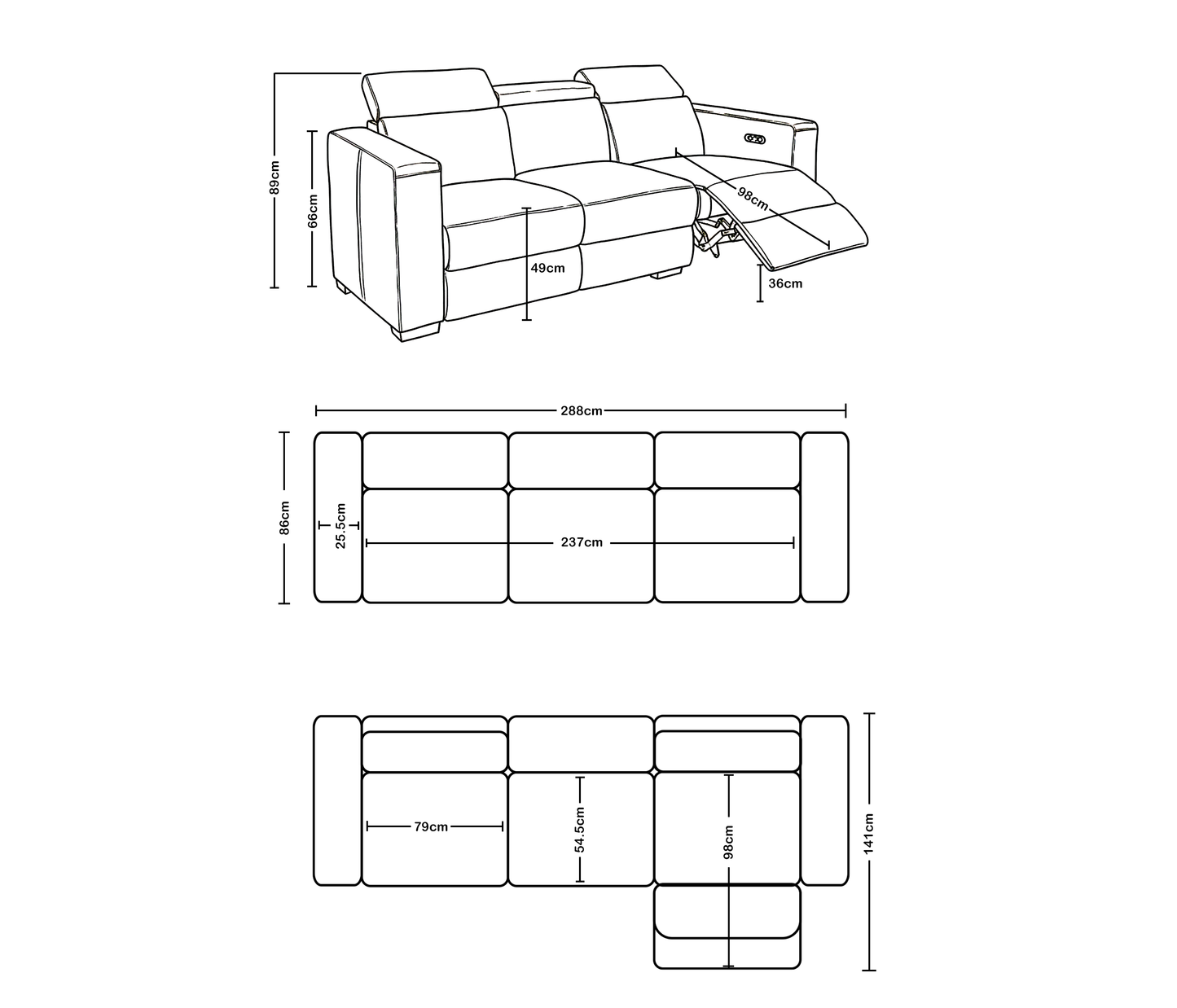Tripod Fabric Lounge 3+2 Seaters