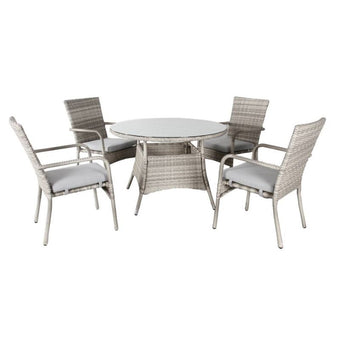 compare product Priestly Outdoor 5pc Round Dining Set-Light Grey