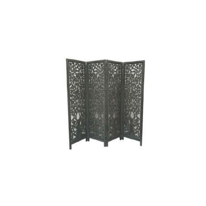 Mango wood room divider with extendable design and unique finish, displayed in a modern space.