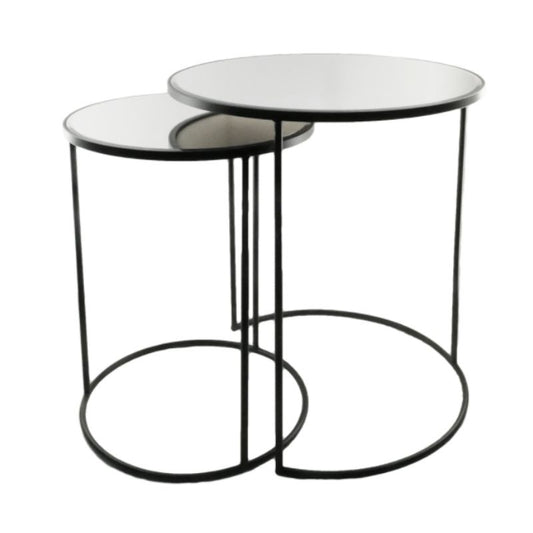 Soho Round Nest Table Black Mirror