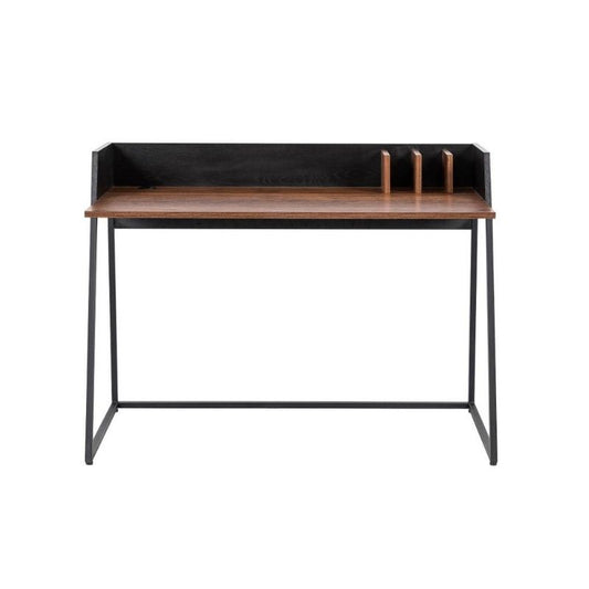 Kennet Work Desk with two-tone finish and angled metal legs, set in a modern workspace.