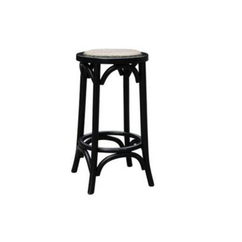 Baker Kitchen Stool with fabric finish and backrest, set in a modern kitchen space.