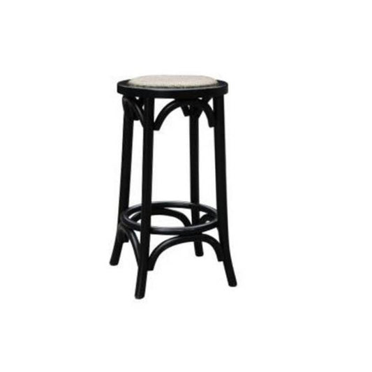 Baker Kitchen Stool with fabric finish and backrest, set in a modern kitchen space.