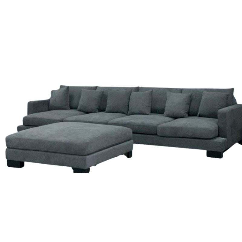 Spacious deep seat corner lounge with high-performance fabric, feather-filled cushions, and a cloud-like seating experience.