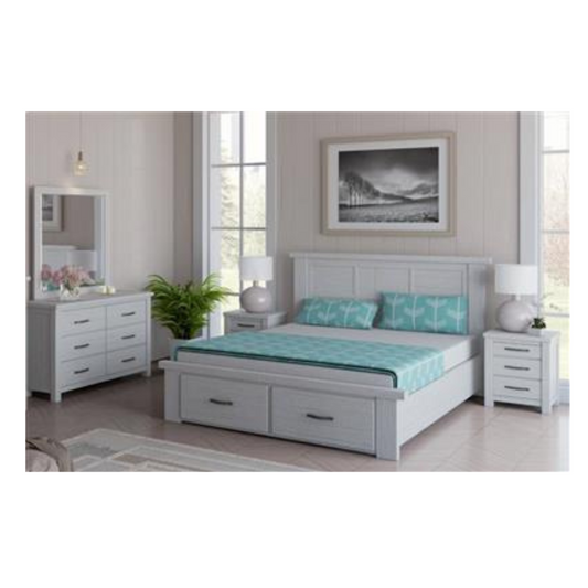 MOARCH KING BED 220X196X125CM-WHITE(3CTN)