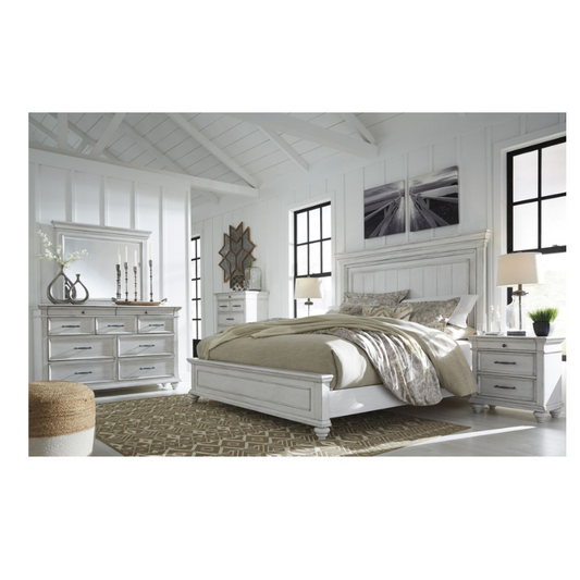 Kamyyn Queen Bedroom Set features solid wood, a queen bed with blanket box, and ample storage with bedsides and tallboy.