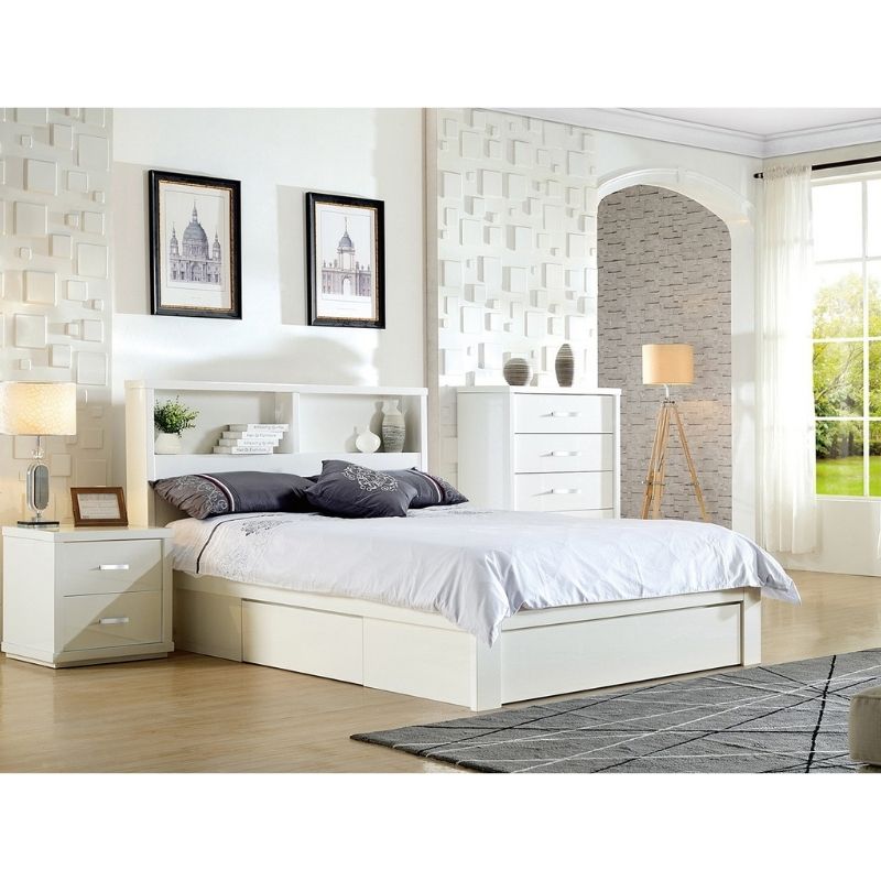 Stanly Gloss White Bed