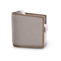 Relaxing swivel chair featuring plywood frame, foam seating, durable polyester fabric, cushions, and ottoman.