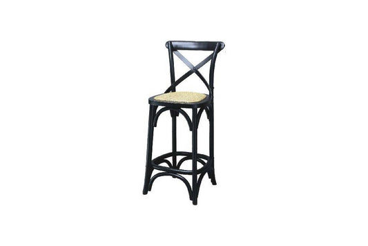 Barista Bar Stool with black finish and timber frame, set in a modern kitchen space.
