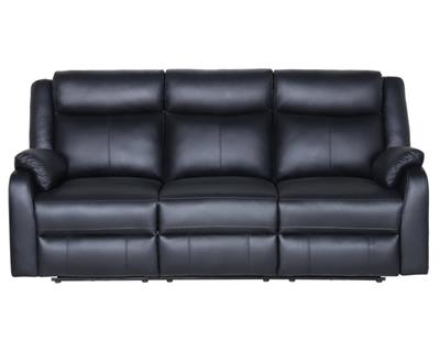 Black Peggy 3ERER LTH Recliner with USB port and Murano leather, set in a modern living room.