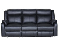 Black Peggy 3ERER LTH Recliner with USB port and Murano leather, set in a modern living room.