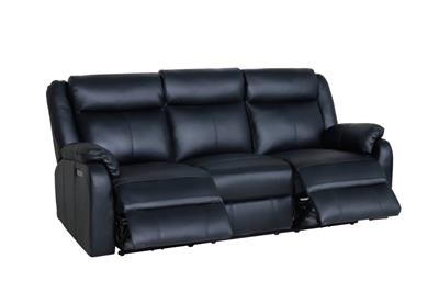 Black Peggy 3ERER LTH Recliner with padded armrests and premium leather, enhancing a cozy space.