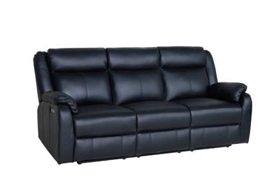 Black Peggy 3ERER LTH Recliner with Murano leather and electric mechanism, in a contemporary room.