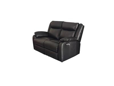 Black Peggy 2ERER LTH Recliner with Murano leather and electric mechanism, in a contemporary room.