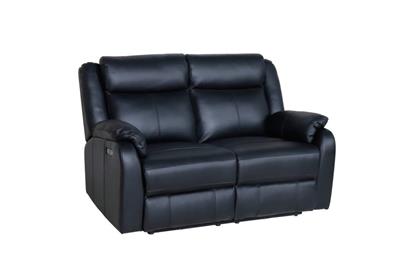 Marine Blue Peggy 2ERER LTH Recliner with lumbar support and USB port, set in a luxurious lounge.