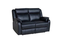 Marine Blue Peggy 2ERER LTH Recliner with lumbar support and USB port, set in a luxurious lounge.