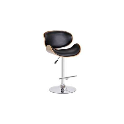MONACO BAR CHAIR CHROME AND WALNUT BLACK PU