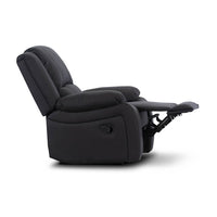 Comfortable 1-seater manual recliner lounge with high-performance Rhino fabric, zig-zag springs, and D28 foam cushioning for lasting comfort.