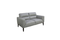 Elegant 2-seater Sonoma lounge with quilted leather seats, lumbar support, and timber legs, perfect for modern living spaces.