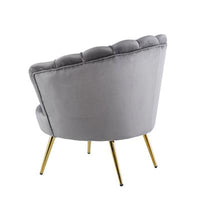 Velvet sofa chair with 150kg capacity and petal backrest, set in an elegant living room.