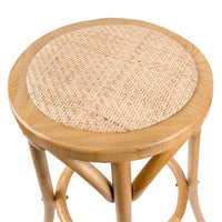 Cloak Stool with durable birch and natural rattan, enhancing a contemporary kitchen space.