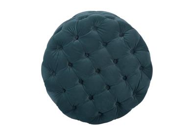 Velvet-upholstered ottoman with solid wood frame and pocket springs, displayed in a cozy lounge.