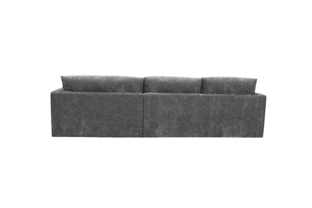 Licorice Brody Fab 2.5 Seater with RHF Chaise and scatter cushions, set in a sophisticated living room.