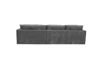 Licorice Brody Fab 2.5 Seater with RHF Chaise and scatter cushions, set in a sophisticated living room.