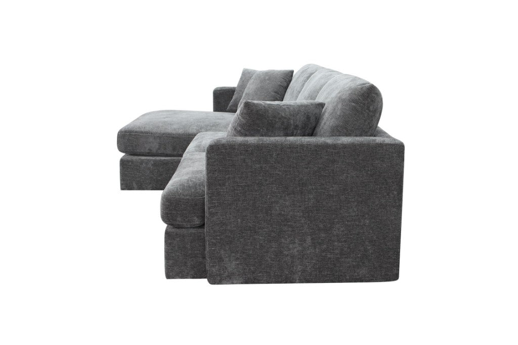 Slate Brody Fab 2.5 Seater with LHF Chaise, modern design with pocket springs, displayed in a trendy lounge.