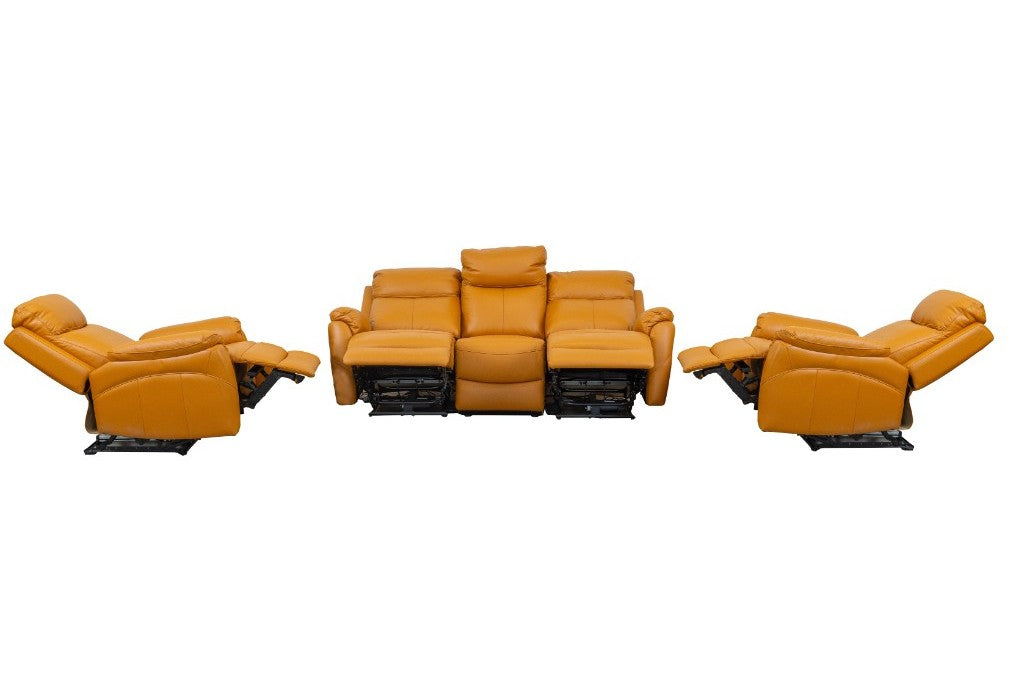 Tangerine Camden LTH Lounge Set with plush leather and Z spring support, in a chic interior.