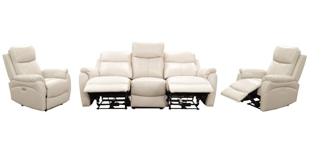 Silver Camden LTH Lounge Set with electric recliners and sturdy wood frame, in a contemporary room.