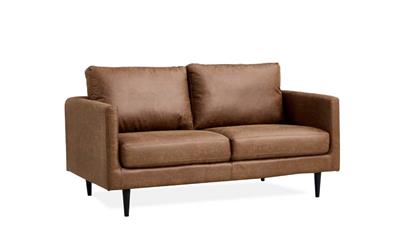 Stylish 2-seater fabric sofa featuring leather-look upholstery, HD foam, and high-tensile springs for comfort and durability.