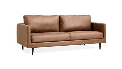 Versatile brown fabric sofa featuring a galvanised steel frame, HD foam seating, and a slimline design for contemporary style.