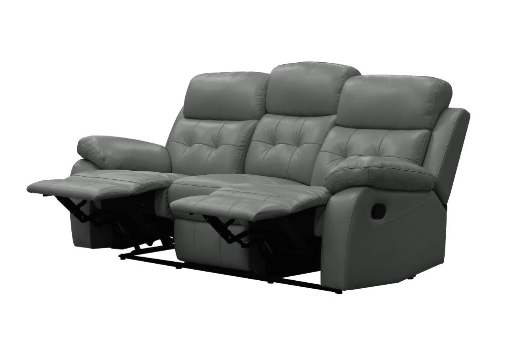 Grey Cosmic 3S Lounge with manual recliners and stitching details, enhancing a chic interior.