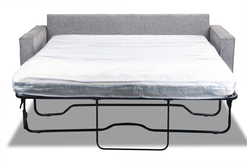 Practical sofa couch bed mattress with memory foam top, bi-fold mechanism, and durable polyester fabric in Slate or Storm colors.